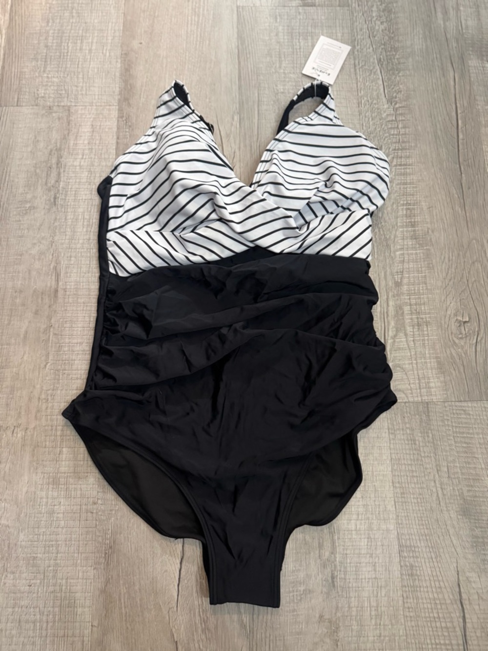Classic Black & White Striped One-Piece Swimsuit - Women's
